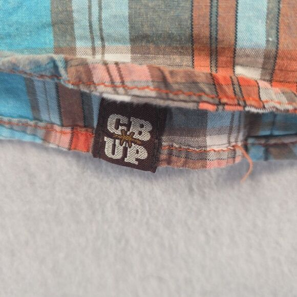 Cowboy Up Snap Front Long Sleeve Western Shirt Men's L Orange Plaid Rodeo Cowboy - Picture 9 of 10